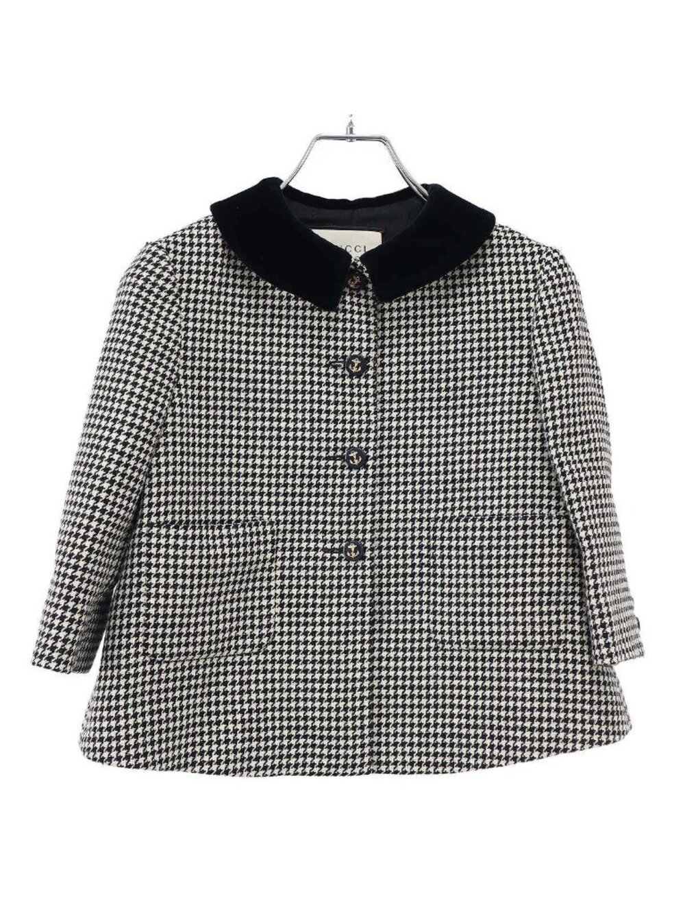 Gucci Velvet Color Houndstooth Jacket Black White 36